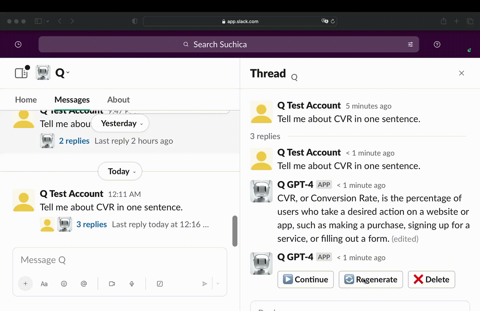 Features q chatgpt for slack