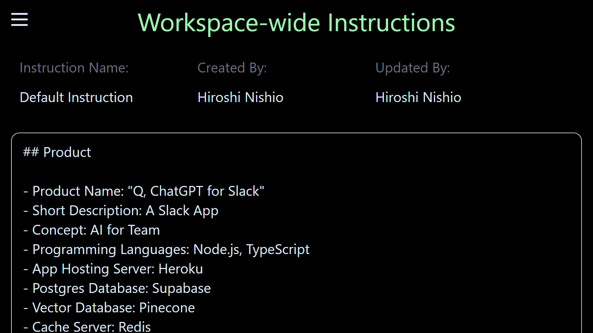 Workspace-wide Instruction